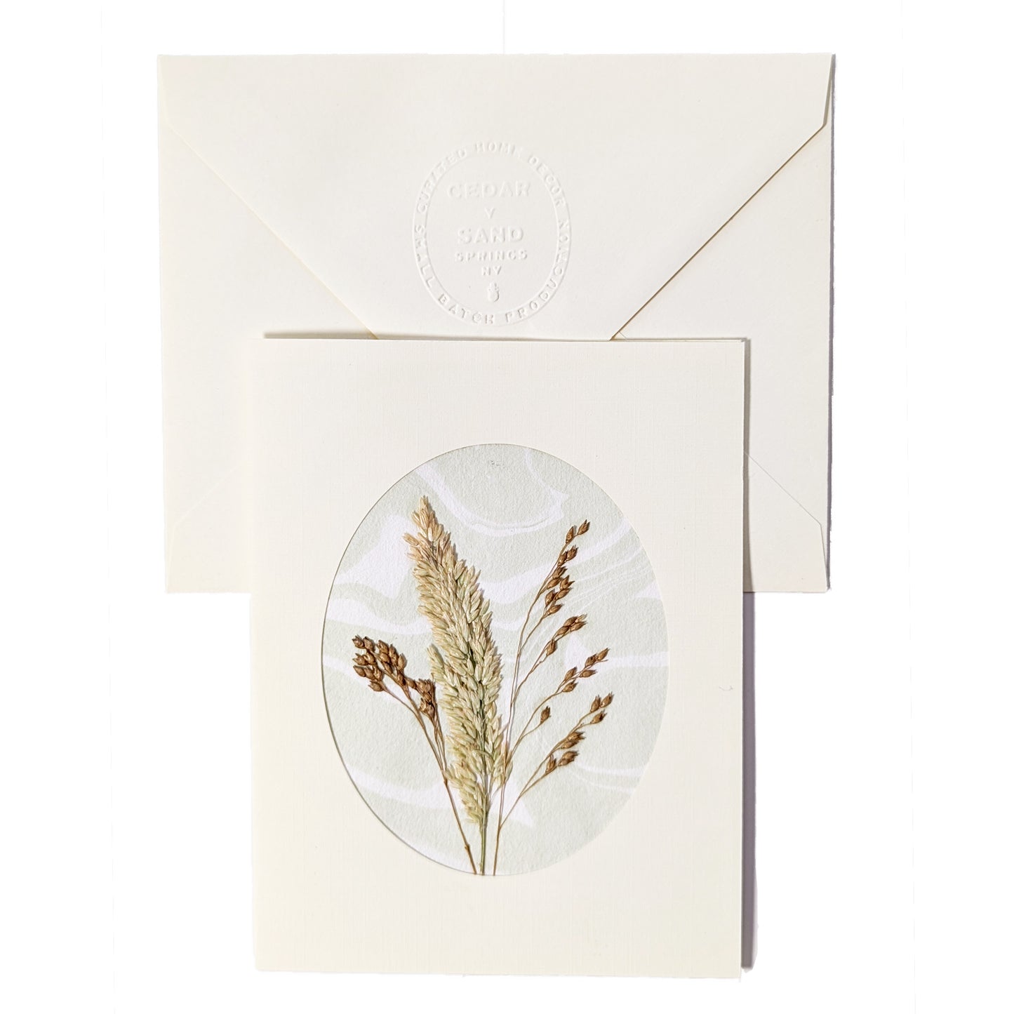 Suminagashi Pressed Flora Notecard | Walking Dunes Wheat