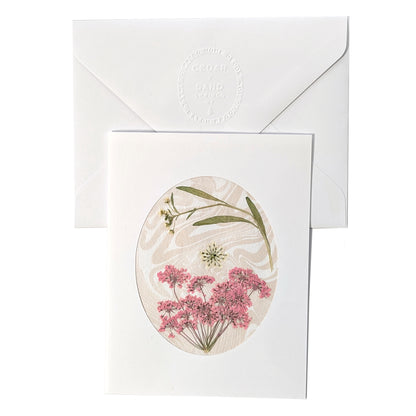 Suminagashi Pressed Flora Notecard | Wildflower Pink