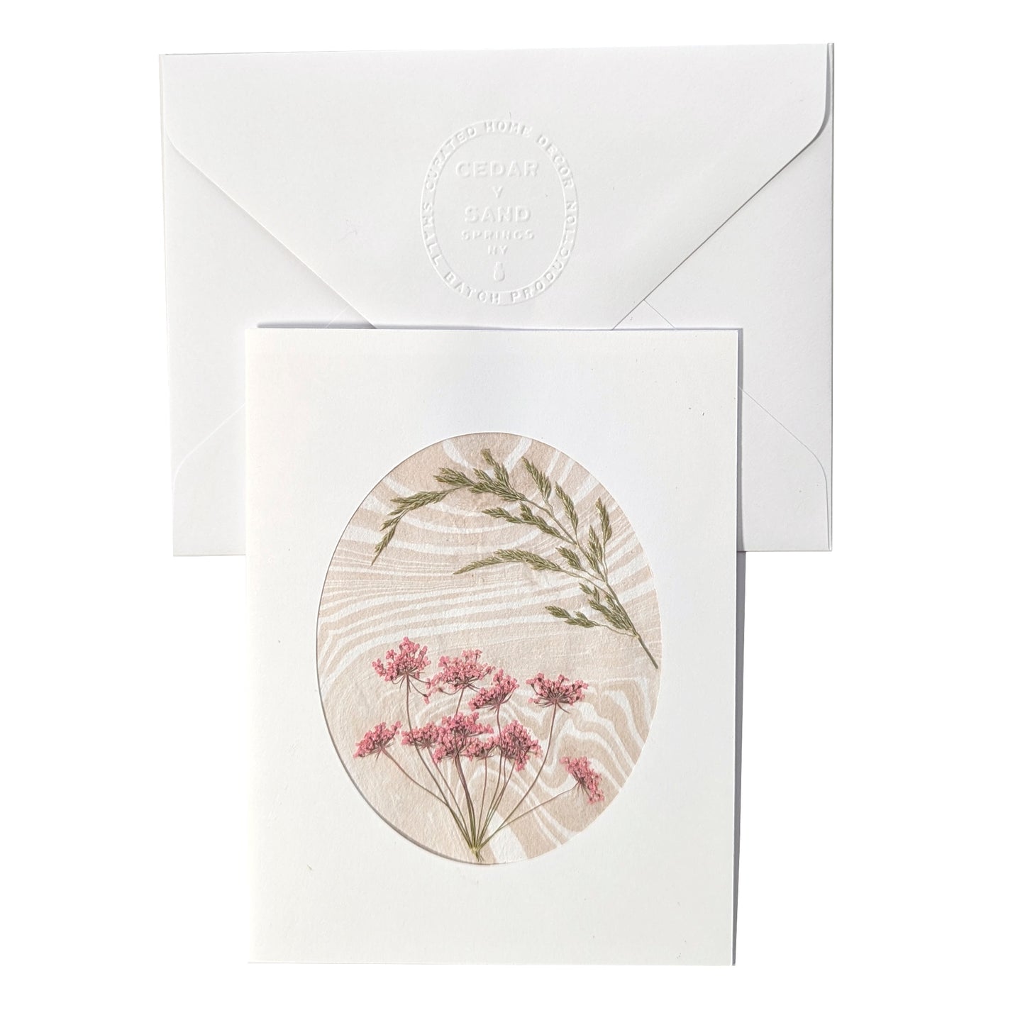 Suminagashi Pressed Flora Notecard | Wildflower Rose
