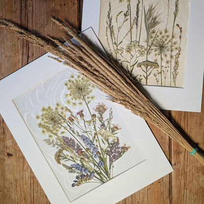 Gathered Impressions in the CEDAR Y SAND studio with hand-gathered East Hampton grasses and botanicals used to create pressed floral compositions.