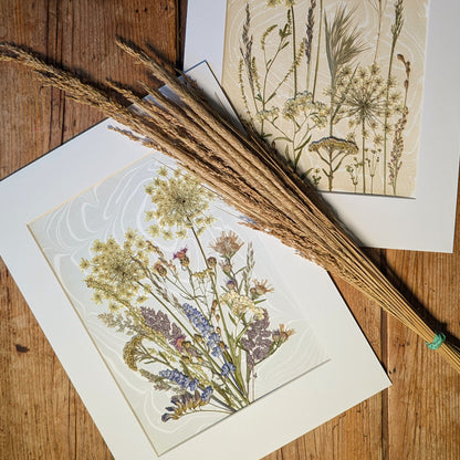 Gathered Impressions in the CEDAR Y SAND studio with hand-gathered East Hampton grasses and botanicals used to create pressed floral compositions.