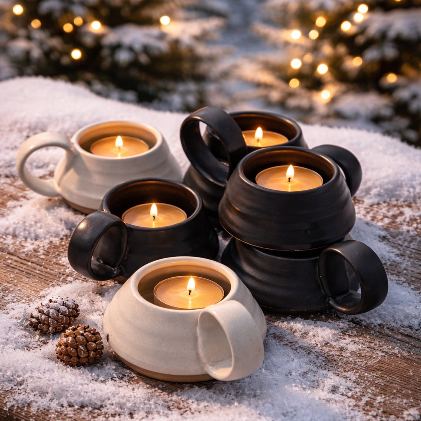 Gravesco Pottery | Handled Stoneware Tea Light Candle Holder