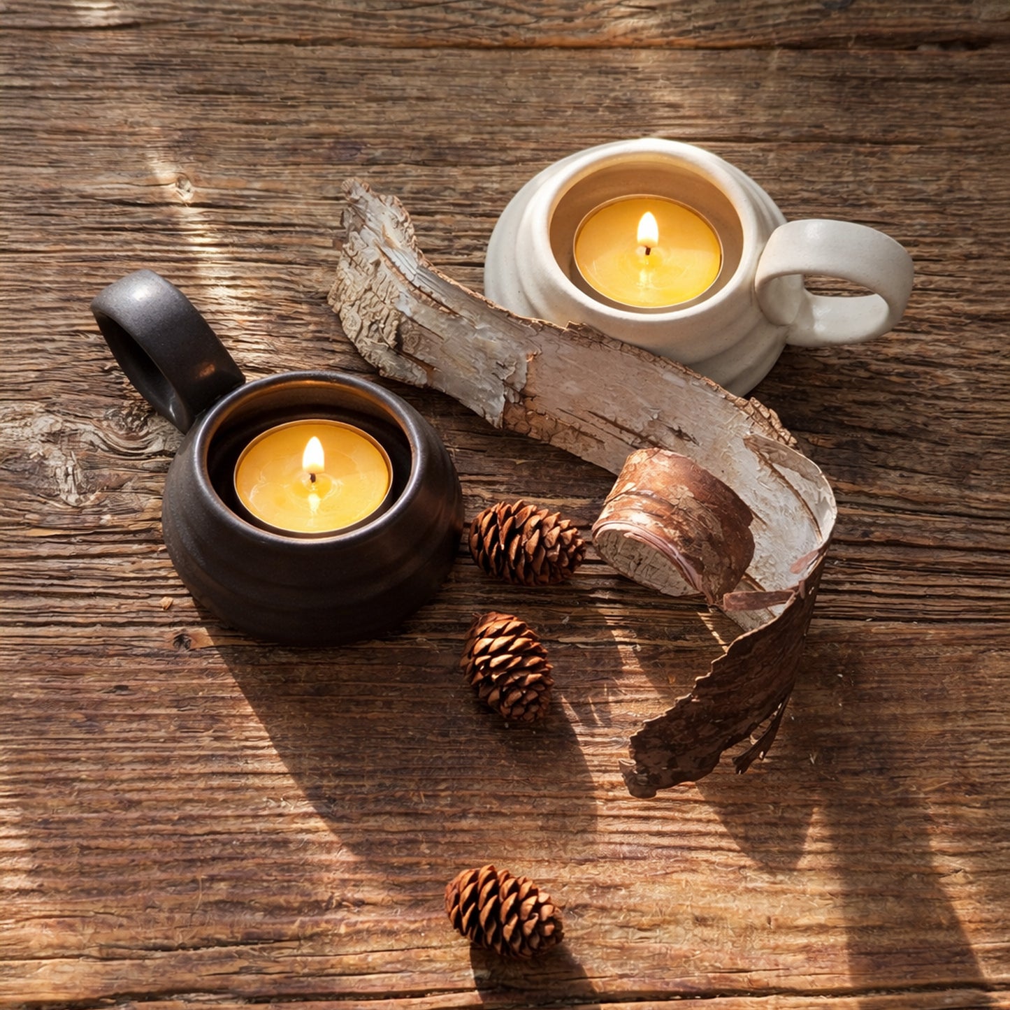 Gravesco Pottery | Handled Stoneware Tea Light Candle Holder