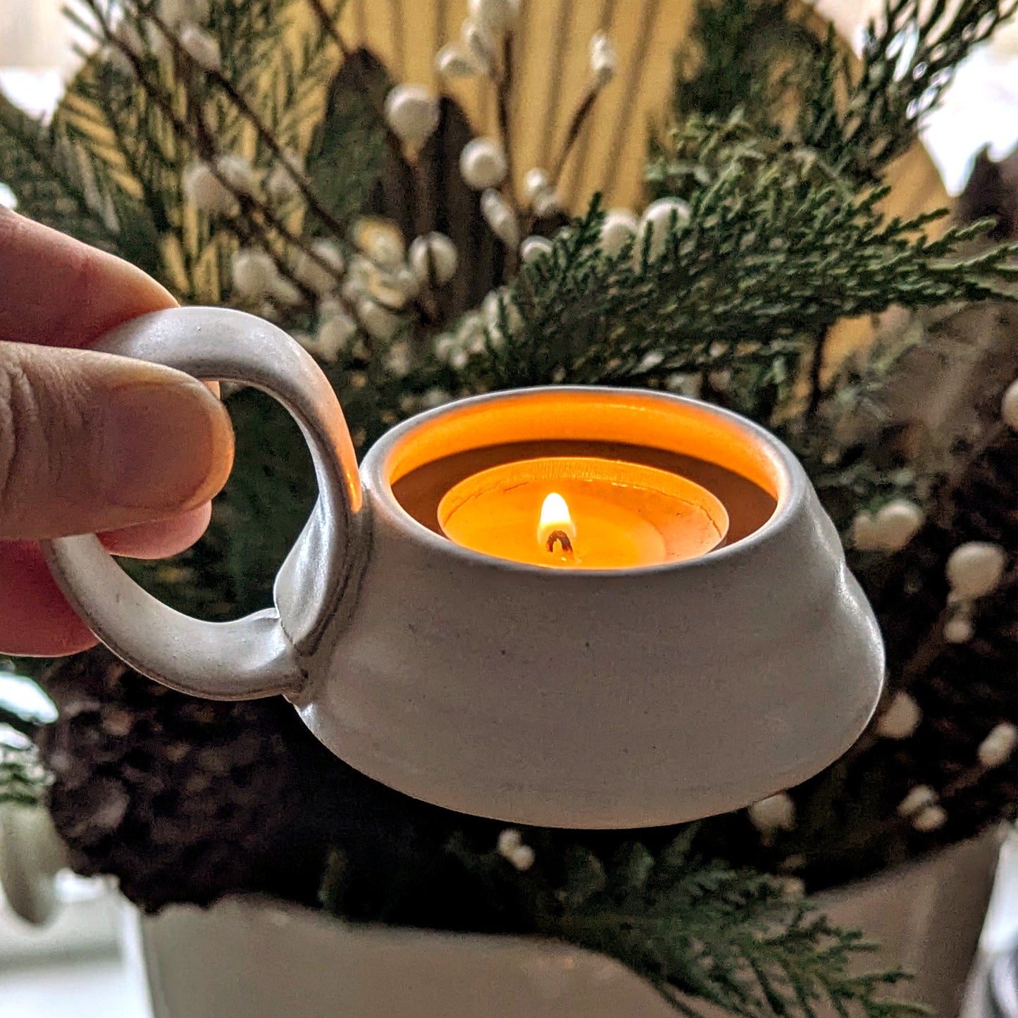 Gravesco Pottery | Handled Stoneware Tea Light Candle Holder