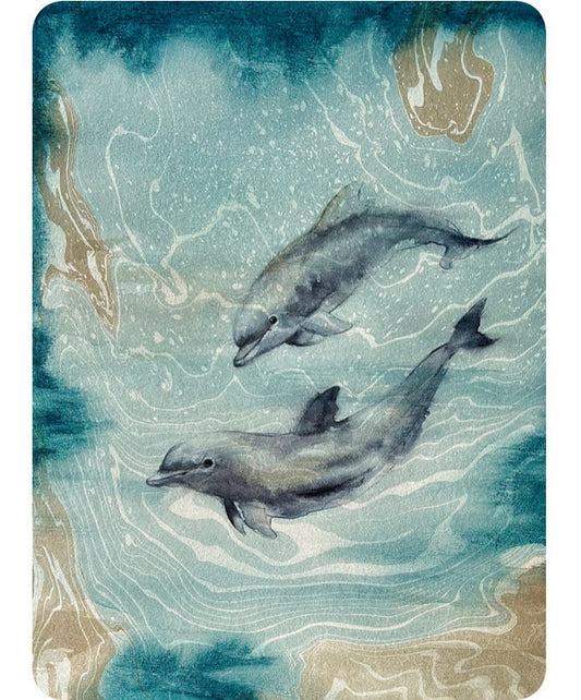 MARIE SUMINAGASHI DOLPHIN WATER COLOR COLAB PAINTING