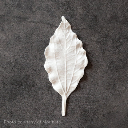 HA KO Spicy Jasmine paper leaf incense by Kunjudo displayed on dark stone surface, handcrafted Japanese washi incense