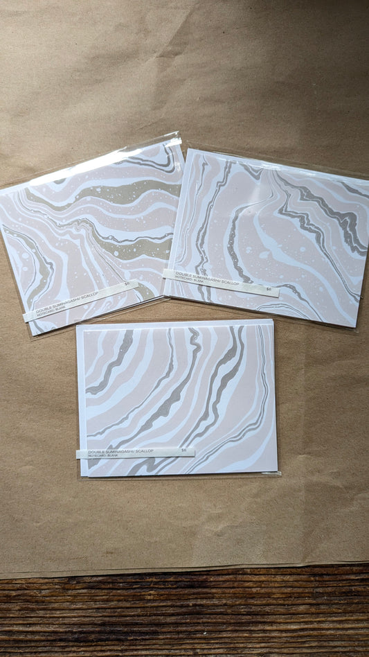Double Suminagashi Notecard-Scallop