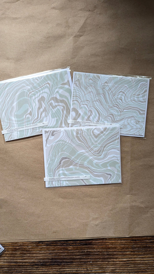 Double Suminagashi Notecard-Walking Dunes