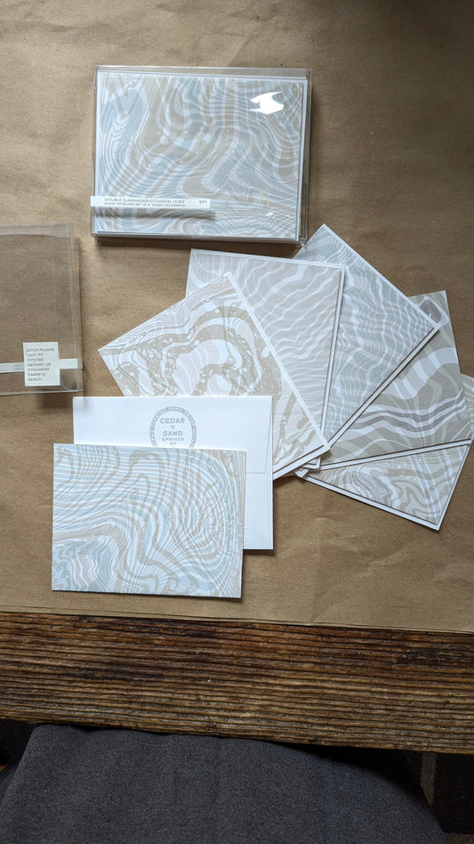 Double Suminagashi notecards -assorted set of 6