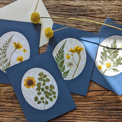 Suminagashi Pressed Flora Notecard | Twilight Flora Daisy