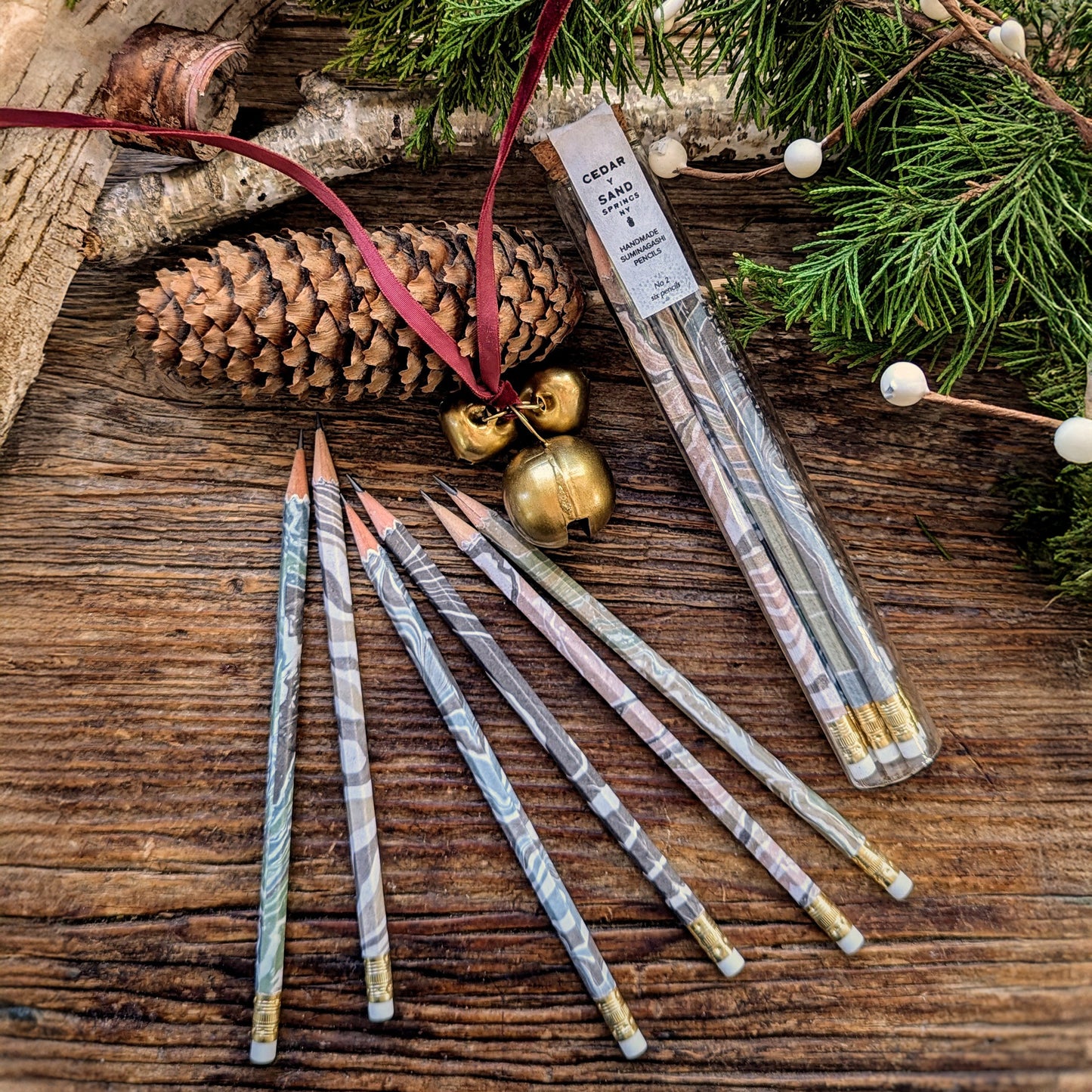 Suminagashi Wrapped Pencil Set